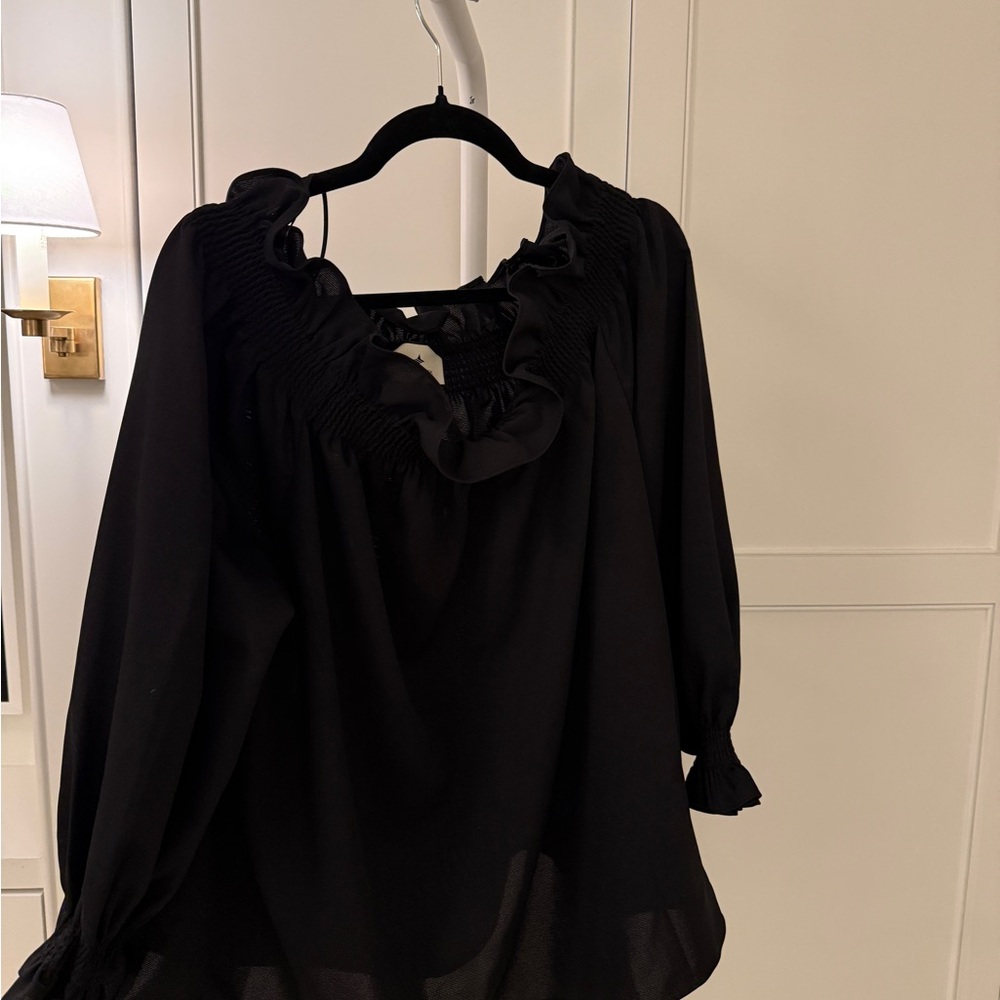 Tuckernuck Black Ruffled Blouse